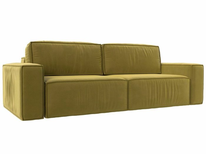 Прямой диван-кровать Прага классик желтого цвета