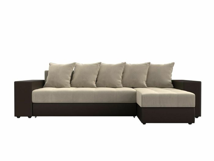 Угловой диван-кровать Дубай  бежево-коричневого цвета (ткань/экокожа)  правый угол - купить Угловые диваны по цене 54999.0