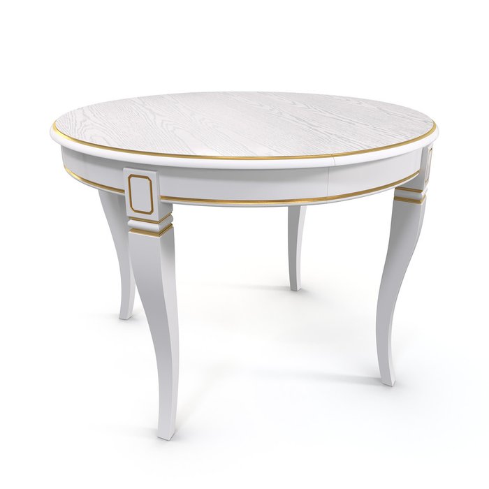 Раздвижной обеденный стол Кадис белого цвета с золотой патиной - лучшие Обеденные столы в INMYROOM