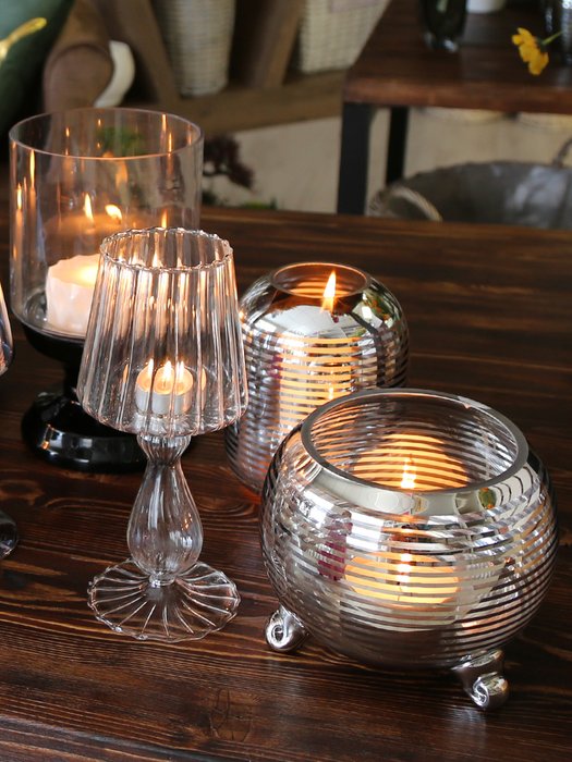 Декоративная ваза-подсвечник из стекла с cеребряным напылением - лучшие Подсвечники в INMYROOM