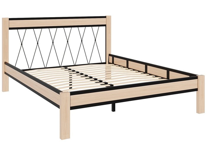 Кровать Кантри 160х200 см без подъемного механизма черного цвета - лучшие Кровати для спальни в INMYROOM