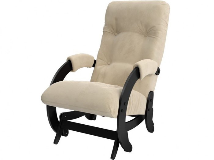 Кресло-глайдер Модель 68 бежевого цвета с каркасом цвета венге