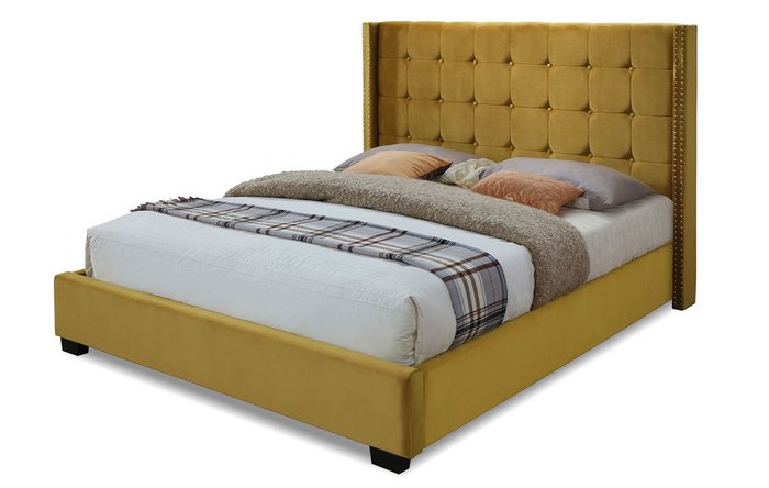 Кровать Vivien 160x200 желтого цвета 