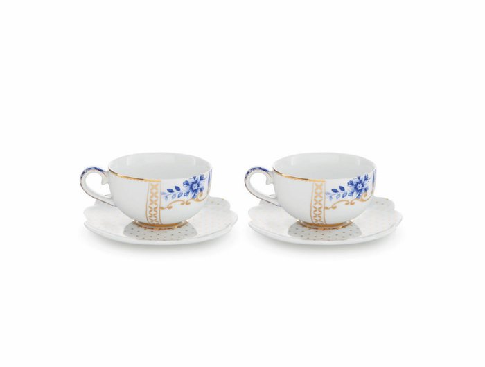 Набор из двух чашек с блюдцами Royal белого цвета - купить Для чая и кофе по цене 4581.0