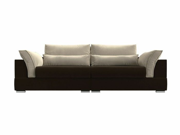 Прямой диван-кровать Пекин коричнево-бежевого цвета - купить Прямые диваны по цене 76999.0