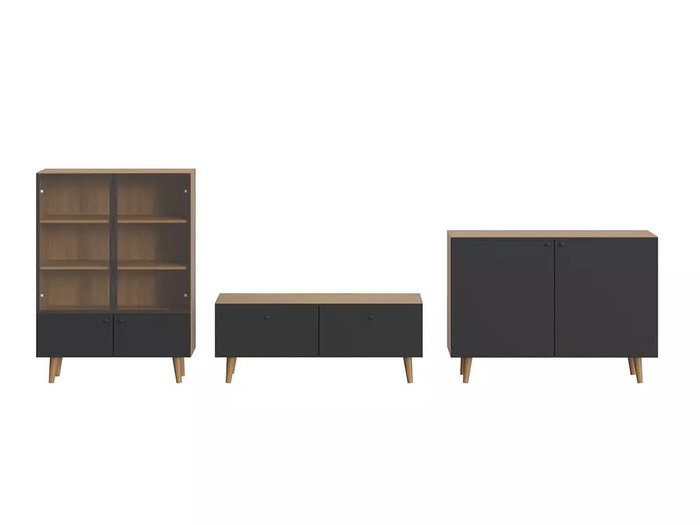 Комплект мебели для гостиной Frida 7 черно-бежевого цвета - купить Гостиные гарнитуры по цене 130900.0