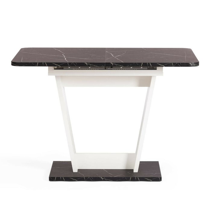 Раздвижной обеденный стол Fox бело-черного цвета - лучшие Обеденные столы в INMYROOM