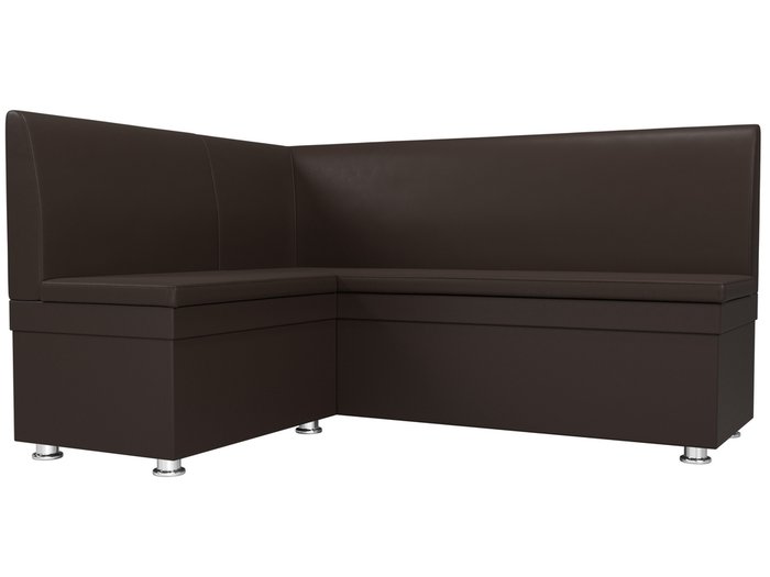 Угловой диван Уют коричневого цвета (экокожа) левый угол