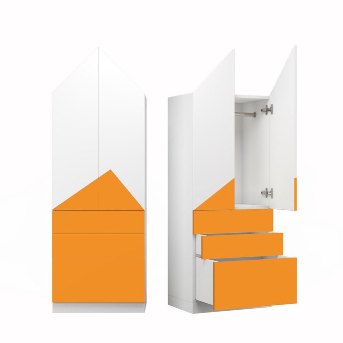 Шкаф Альпы оранжево-белого цвета с тремя ящиками