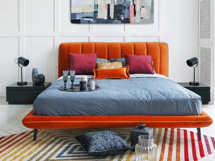 Кровать Amsterdam 180х200 красного цвета - лучшие Кровати для спальни в INMYROOM Кровать Amsterdam 180х200 красного цвета - лучшие Кровати для спальни в INMYROOM