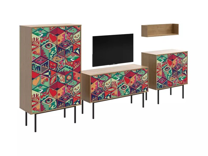 Композиция Boho Color 2 с разноцветным фасадом - купить Гостиные гарнитуры по цене 106700.0