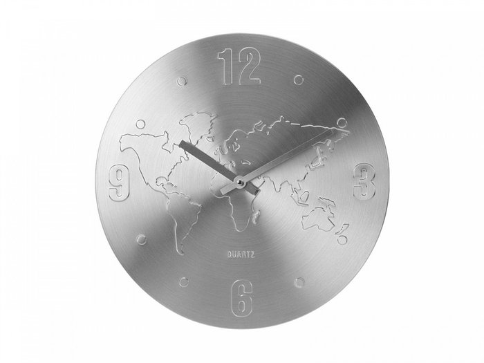 Часы World map серебряного цвета