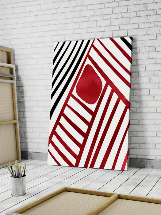 Картина Черный белый красный 67х100 на холсте с деревянным подрамником