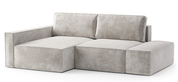 Угловой диван-кровать Софт бежевого цвета левый с банкеткой Угловой диван-кровать Софт бежевого цвета левый с банкеткой