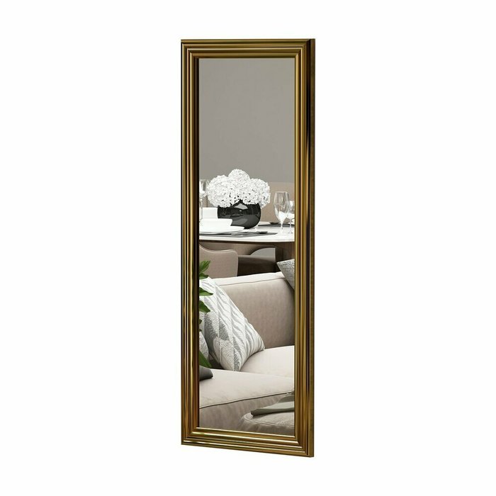 Настенное зеркало Decor 40х105 золотого цвета - купить Настенные зеркала по цене 21222.0