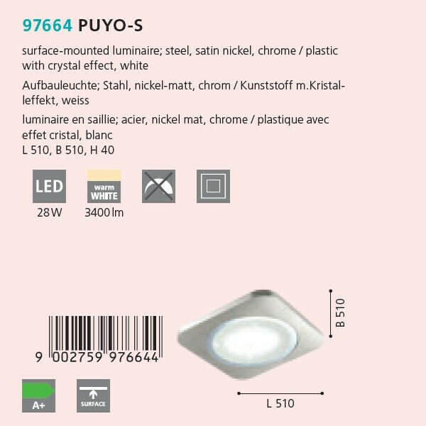 Светильник потолочный Eglo Puyo-S 97664 - лучшие Потолочные светильники в INMYROOM