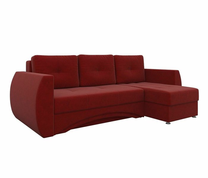 Угловой диван-кровать Сатурн красного цвета  правый угол