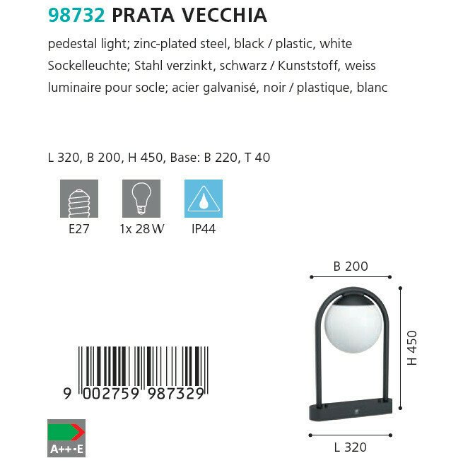 Уличный фонарь Prata Vecchia с белым плафоном - лучшие Наземные светильники в INMYROOM