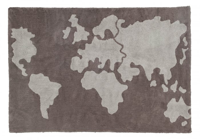 Ковер Карта мира 140х200 серо-коричневого цвета