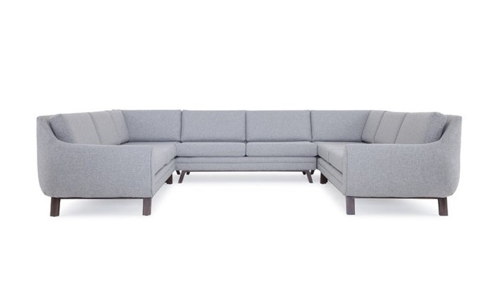 Модульный угловой п-образный диван серого цвета