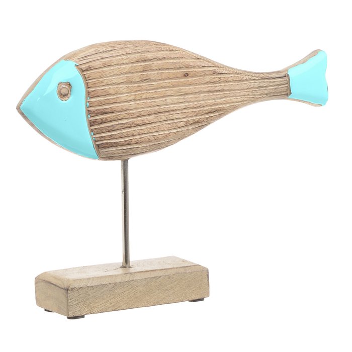 Декор настольный Рыба из дерева и металла 