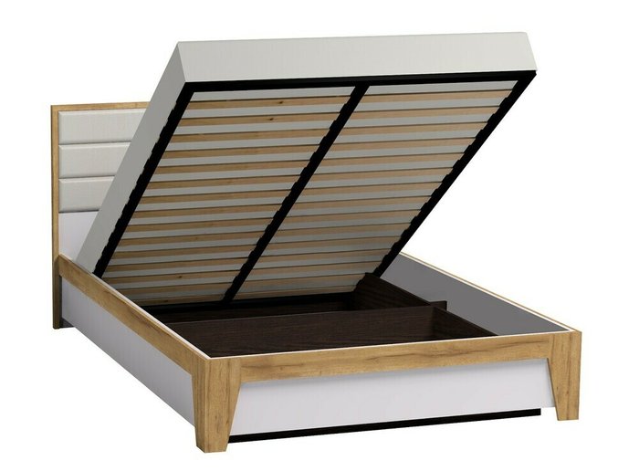 Кровать с подъемным механизмом Айрис 140х200 бело-бежевого цвета