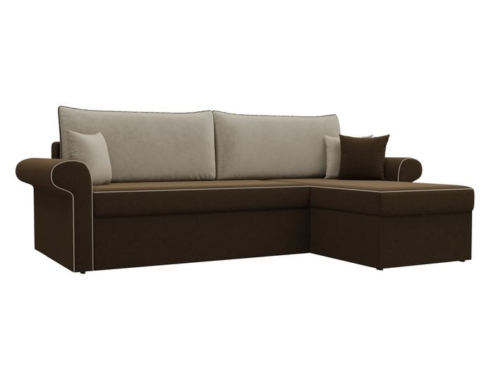 Угловой диван-кровать Милфорд бежево-коричневого цвета правый угол