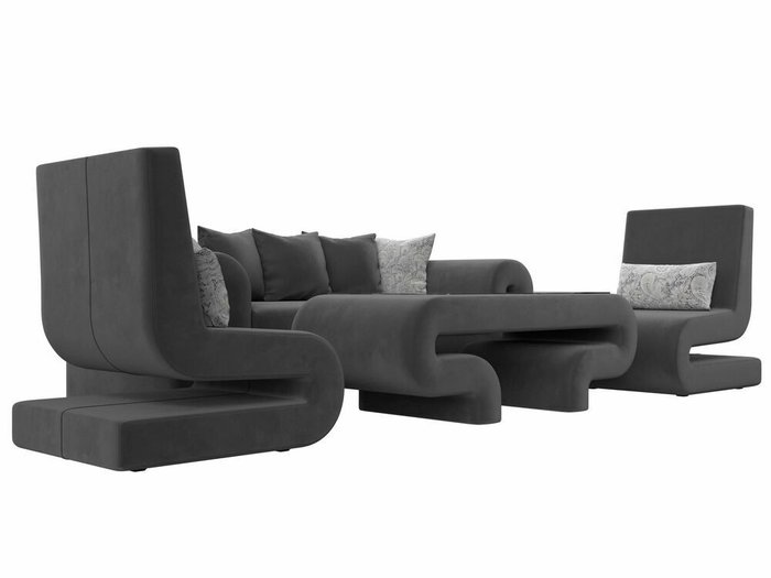 Набор мягкой мебели Волна 2 серого цвета - лучшие Комплекты мягкой мебели в INMYROOM