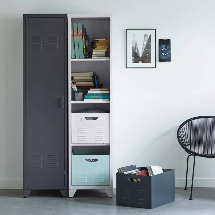 Шкаф для одежды металлический в американском стиле Hiba черного цвета - лучшие Шкафы распашные в INMYROOM