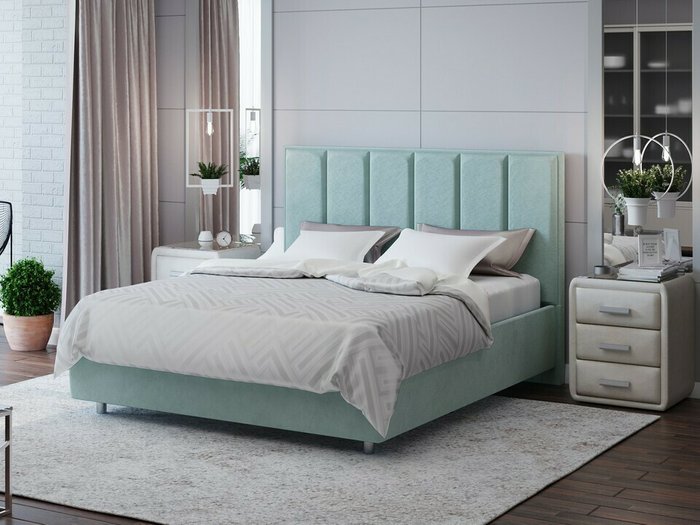 Кровать без основания Routa 200х190 мятного цвета (велюр) - лучшие Кровати для спальни в INMYROOM