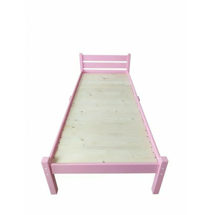 Кровать Классика Компакт сосновая со сплошным основанием 80х200 розового цвета - купить Кровати для спальни по цене 11876.0