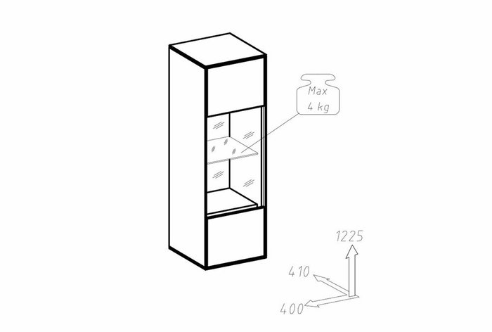 Шкаф навесной со стеклом Гринвуд цвета белёный дуб (левый) - купить Навесные шкафы по цене 65104.0