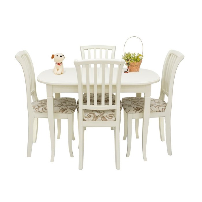 Набор мебели для кухни из стола Аризона и стульев Остин цвета слоновой кости - купить Обеденные группы по цене 56780.0