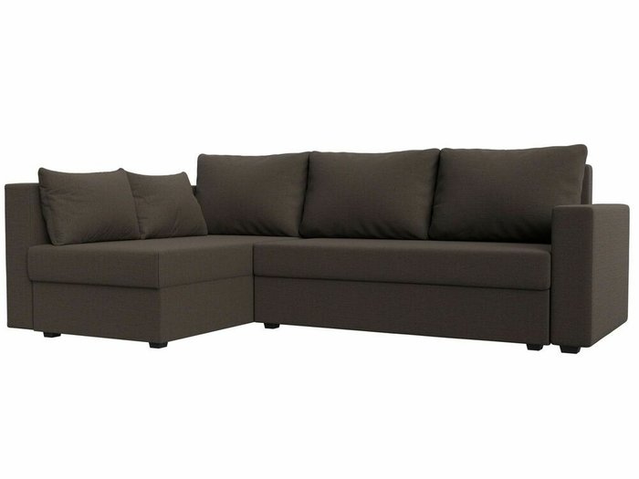 Угловой диван-кровать Мансберг темно-коричневого цвета левый угол