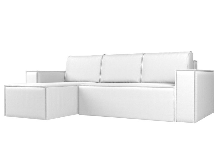 Угловой диван-кровать Куба белого цвета (экокожа) левый угол