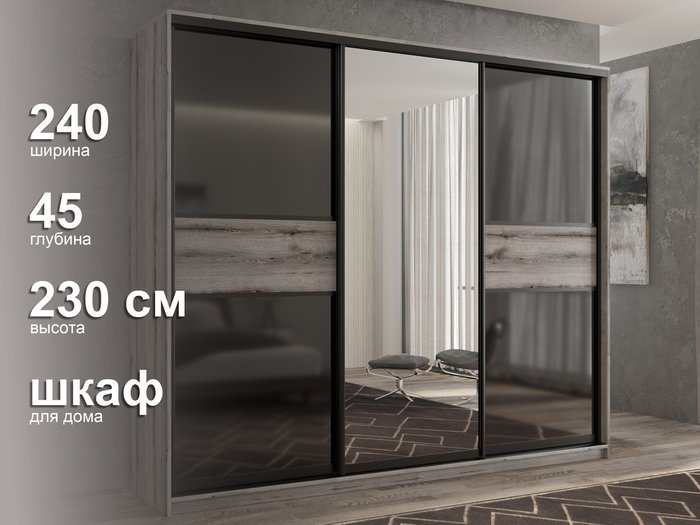 Шкаф-купе Кааппи-9 240 М цвета Эвок окаменелый  - лучшие Шкафы-купе в INMYROOM