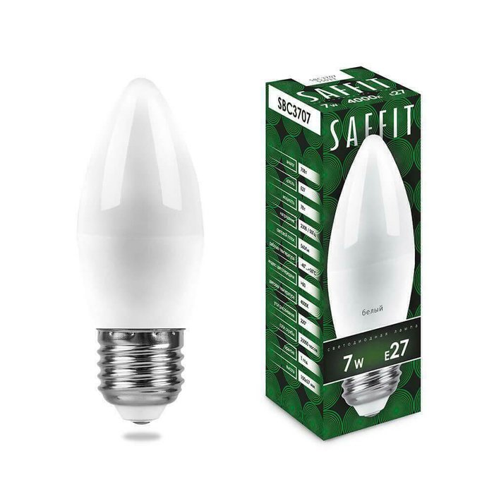 Лампа светодиодная Saffit E27 7W 4000K Свеча Матовая SBC3707 55033 Лампа светодиодная Saffit E27 7W 4000K Свеча Матовая SBC3707 55033