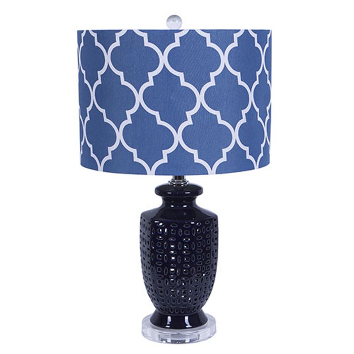 Настольная лампа Nanvy Blue Ceramic с абажуром синего цвета