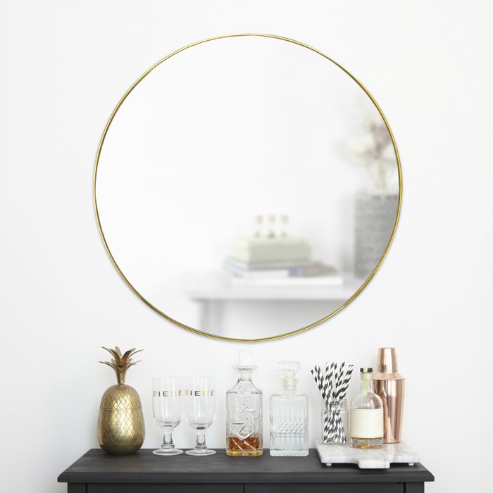 Зеркало настенное Hubba в раме медного цвета - купить Настенные зеркала по цене 12000.0