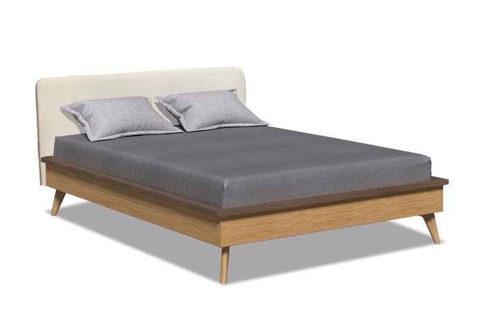Кровать Elva 120x200 бежевого цвета с графитовой окантовкой Кровать Elva 120x200 бежевого цвета с графитовой окантовкой