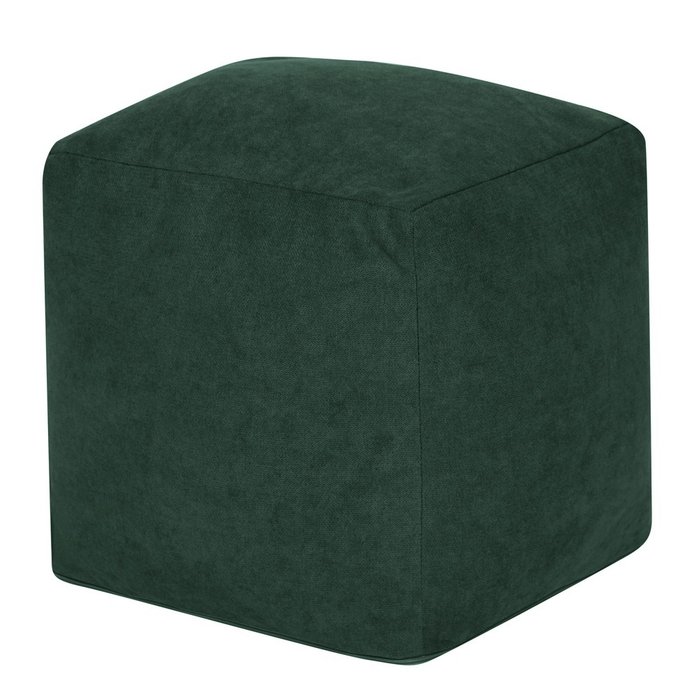 Пуфик Куб в велюре темно-зеленого цвета