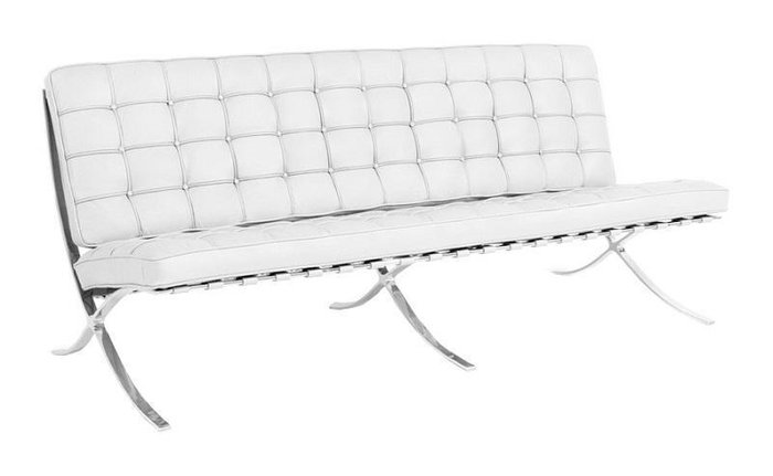 Диван "Barcelona Sofa"  белая кожа класса премиум