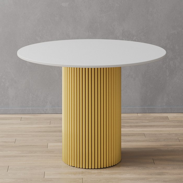 Обеденный стол Trubis Wood L 100 бело-золотого цвета - лучшие Обеденные столы в INMYROOM