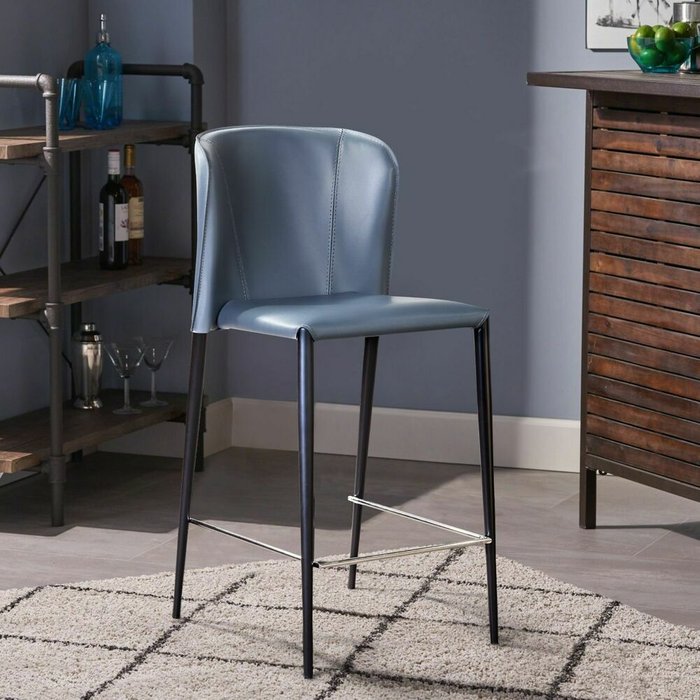 Полубарный стул Albert серо-синего цвета  - купить Барные стулья по цене 32900.0