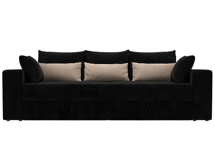 Прямой диван-кровать Мэдисон черно-бежевого цвета - купить Прямые диваны по цене 39990.0