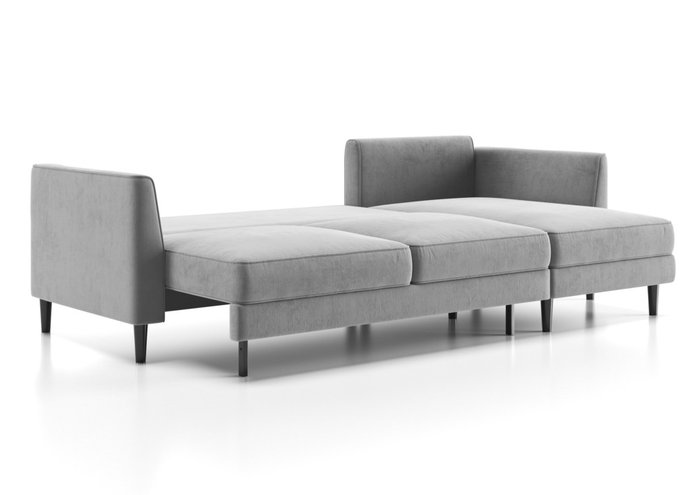 Угловой диван-кровать Грейс с оттоманкой серого цвета - лучшие Угловые диваны в INMYROOM