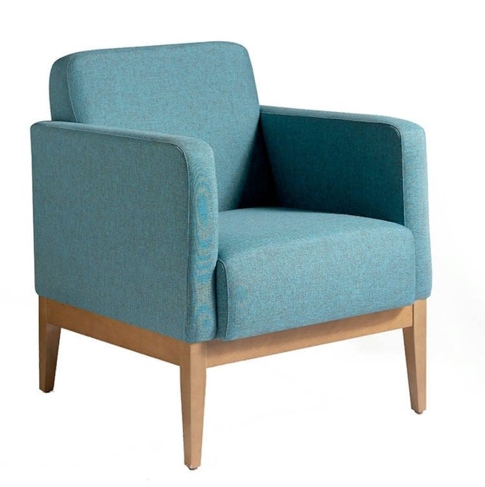 Кресло в обивке из ткани голубого цвета