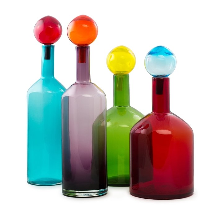 Сэт из четырех бутылочек из разноцветного стекла - купить Вазы  по цене 25200.0