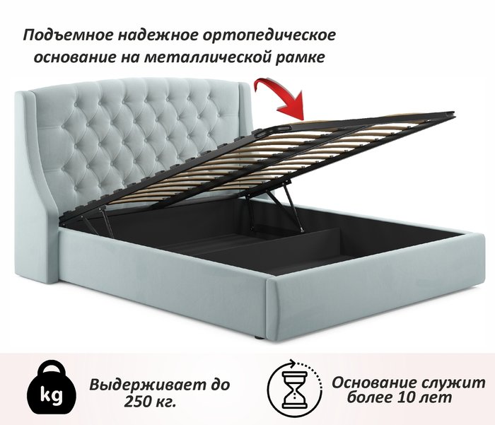 Кровать Stefani 180х200 мятного цвета с подъемным механизмом и матрасом - купить Кровати для спальни по цене 54100.0