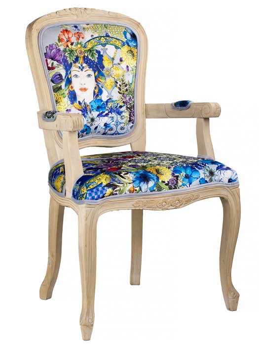 Стул с подлокотниками Рапсодия синего цвета - купить Обеденные стулья по цене 52510.0